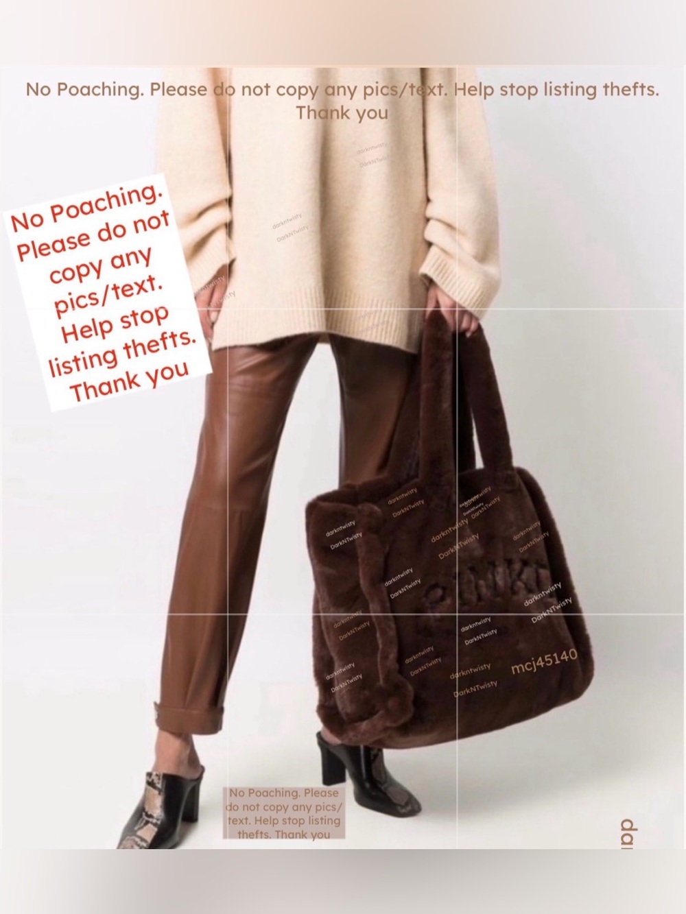 LUSCIOUS GREAT GIFT!! BNWT Pinko Debossed faux fur plush tote brown PRICE FIRM